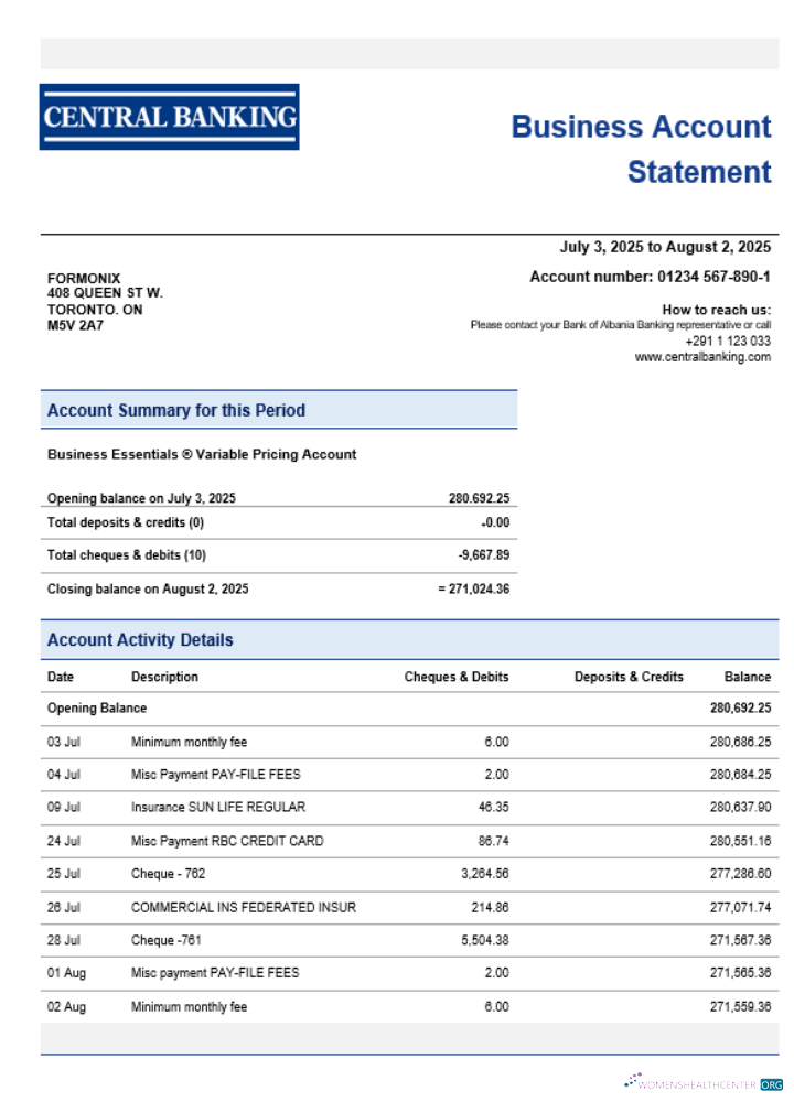 Download Central bank business statement Word and PDF format Photoshop template